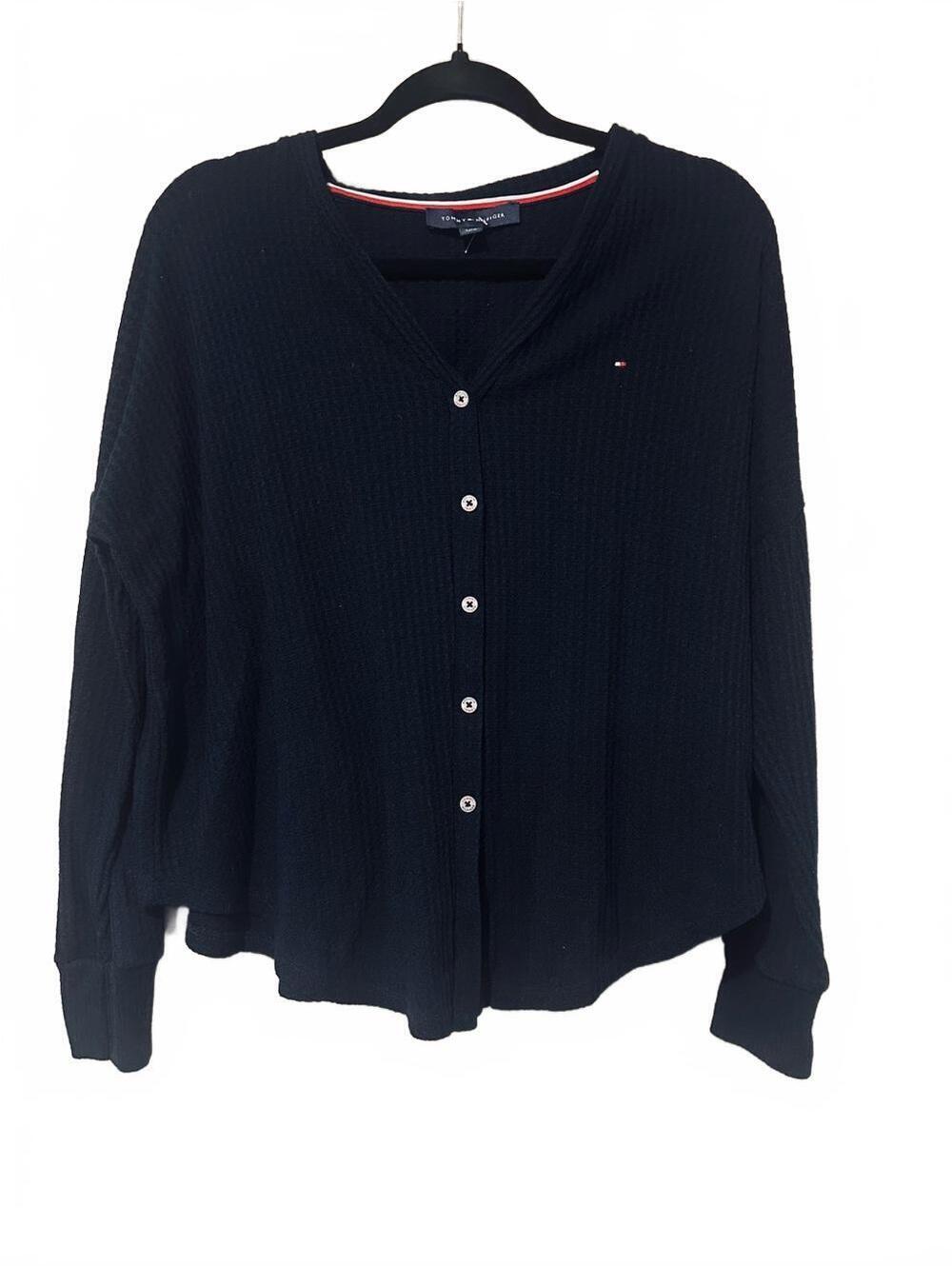 Tommy Hilfiger Black Button-Front knit cozy Cardigan